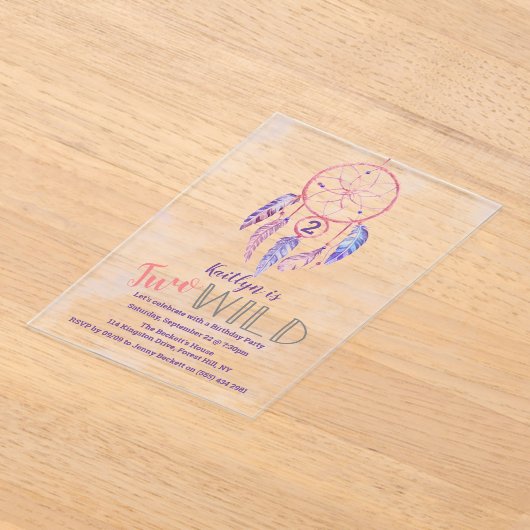 Dreamcatcher Two Wild 2e verjaardag Acryl Uitnodigingen (Laagn)