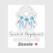 Dreamcatcher Waterverf veren rustieke Boho Logo Sticker (Vel)