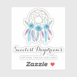 Dreamcatcher Waterverf veren rustieke Boho Logo Sticker