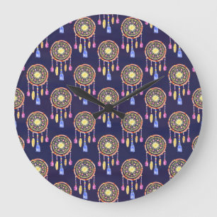 Dreamcatchers Feathers Waterverf Naadloze Textuur Grote Klok