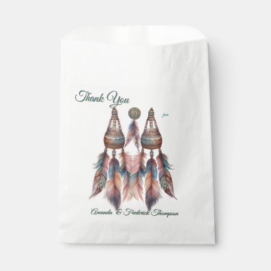 Dreamcatchers in een Boheems thema Bedankzakje (Voorkant)