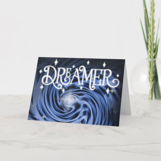 "Dreamer" Blue Vortex in de ruimte "Happy Birthday Kaart (Voorkant)
