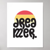 Dreamer Motivatie met Retro Sunset Achtergrond Poster (Voorkant)