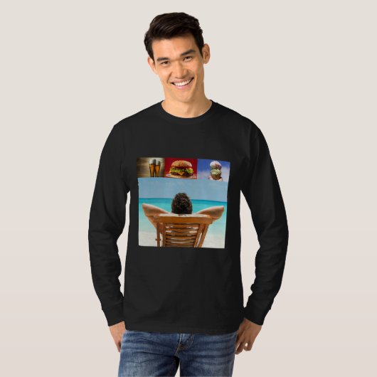 Dreaming about sleeping on the beach with beer ham t-shirt (Voorkant volledig)