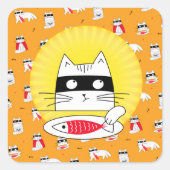Dreaming avontuur Cat Fish Square Sticker (Voorkant)