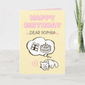 Dreaming Cat&Cake&Gift Happy Birthday Kaart (Voorkant)