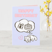 Dreaming Cat&Cake Happy Birthday Kaart (Gele Bloem)