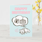 Dreaming Cat&Cake Happy Birthday Kaart (Gele Bloem)