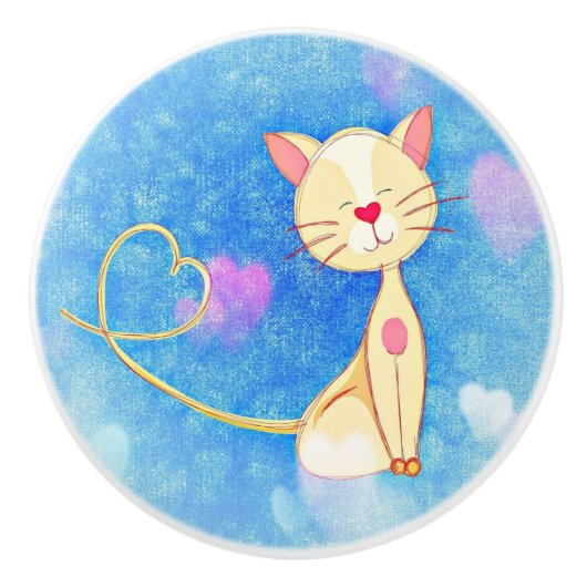 Dreaming Cat Keramische Knop (Voorkant)