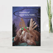 Dreaming chocolade Lab met foto van Antlers Feestdagen Kaart (Voorkant)