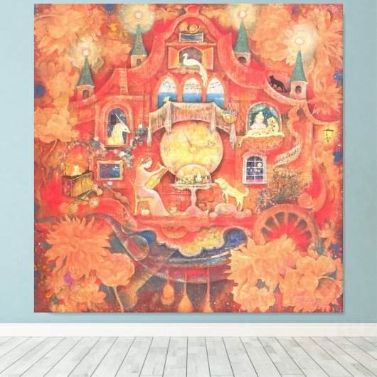 Dreaming Clock: The Automaton of Memories Canvas Afdruk (Insitu (Houten vloer))