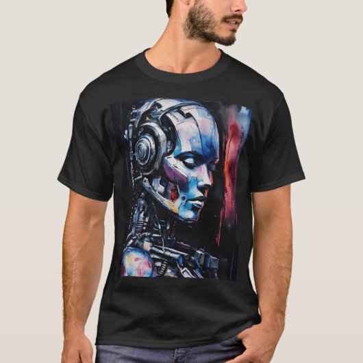 Dreaming Cyborg: een fusie van technologie en huma T-shirt (Voorkant)
