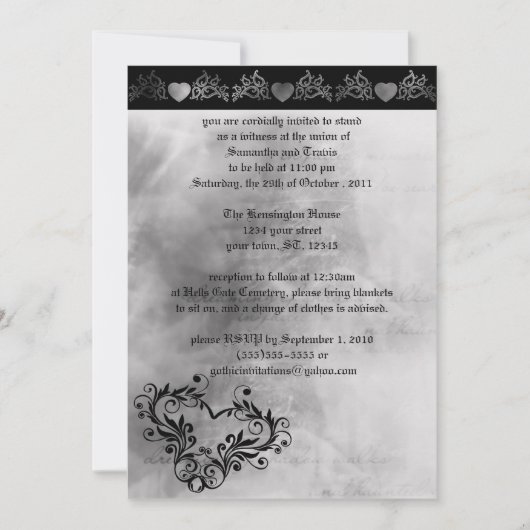 Dreaming Hearts Gothic Wedding Invitation Kaart (Voorkant)
