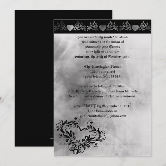 Dreaming Hearts Gothic Wedding Invitation Kaart (Voorkant / Achterkant)