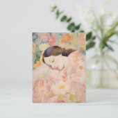 Dreaming in Bloom – Watercolor Sleeping Woman Briefkaart (Staand voorkant)