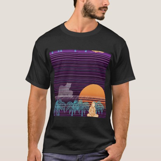 Dreaming in Neon: Cat and Astronaut T-shirt (Voorkant)