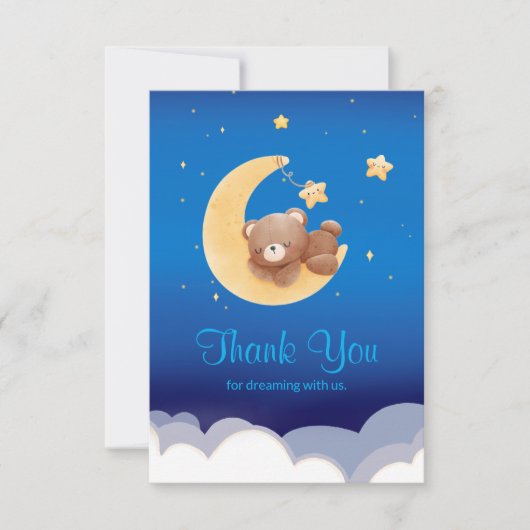 Dreaming New Arrival Teddy Bear Moon Thank You Bedankkaart (Voorkant)
