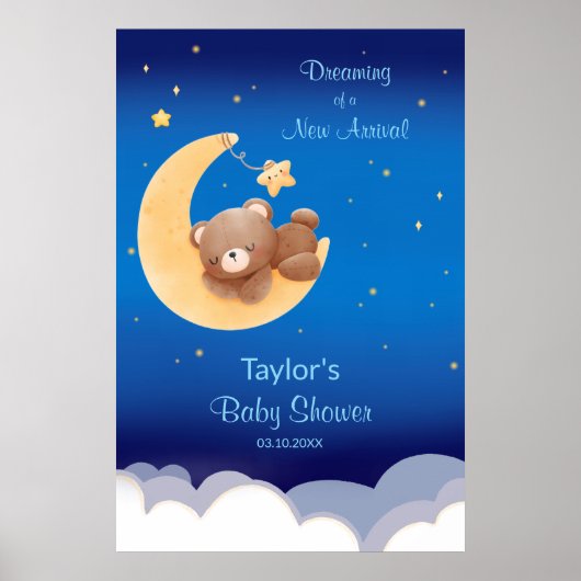 Dreaming Of A New Arrival Teddy Bear Baby Shower Poster (Voorkant)