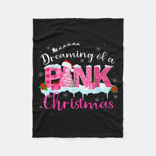 Dreaming Of A Nk Christmas Tree Cakes Santa Hat Xm Fleece Deken (Voorkant)