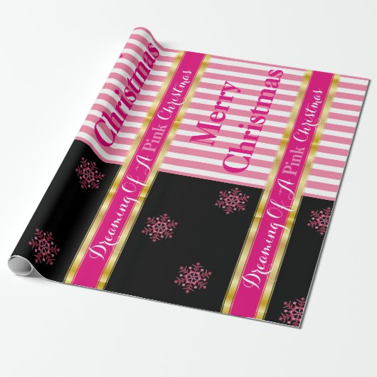 "Dreaming of a roze Kerstmis" Cadeaupapier (Uitgerold)