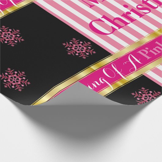 "Dreaming of a roze Kerstmis" Cadeaupapier (Hoek)