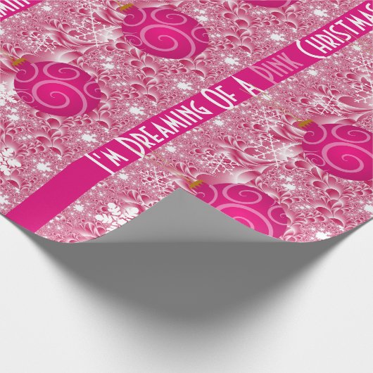 "Dreaming of a roze kerstmis" Cadeaupapier (Hoek)