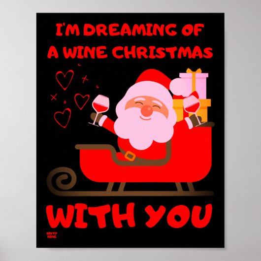 "DREAMING OF A WINE CHRISTMAS" grappig cadeau voor Poster (Voorkant)