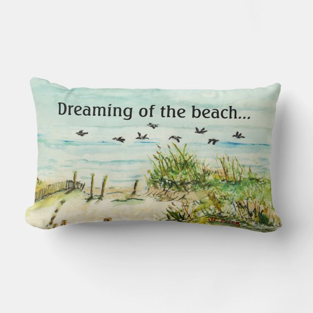 "Dreaming of the Beach" Lumbar Sierkussen Kussen (Voorkant)