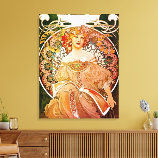 Dreaming (Reverie) van Alphonse Mucha Canvas Afdruk (Insitu (Woonkamer))