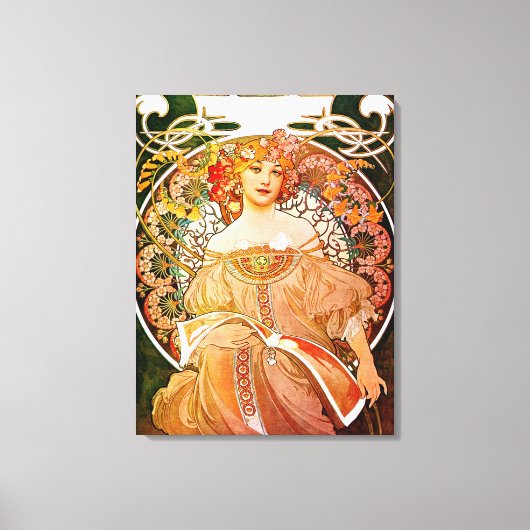 Dreaming (Reverie) van Alphonse Mucha Canvas Afdruk (Voorkant)