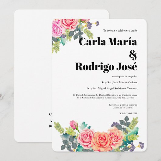 Dreaming Roos Spaans bruiloft Kaart (Voorkant / Achterkant)