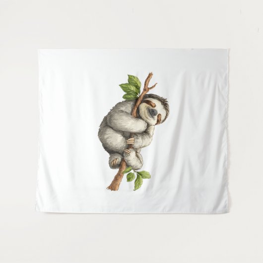 Dreaming Sloth on a Branch Wandkleed (Voorkant (horizontaal))