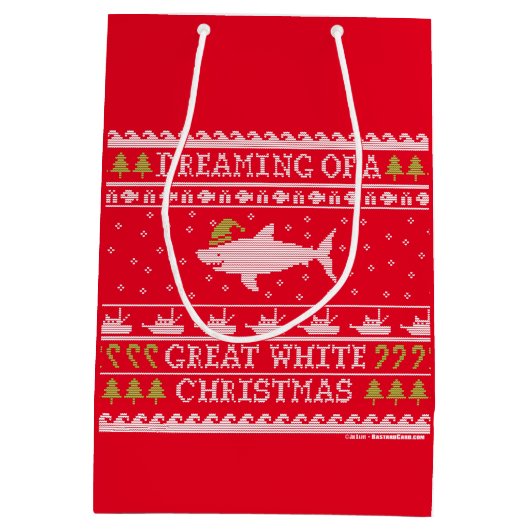 Dreaming van de grote witte kerstrode rondjes medium cadeauzakje (Achterkant)