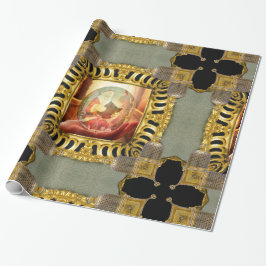 Dreaming van de Kerstman op de nacht van de winter Cadeaupapier