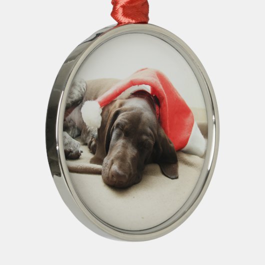 Dreaming van de Santa - Duitse Shorthair Puppy Metalen Ornament (Rechts)