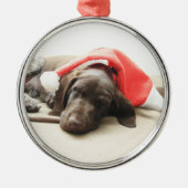 Dreaming van de Santa - Duitse Shorthair Puppy Metalen Ornament (Voorkant)
