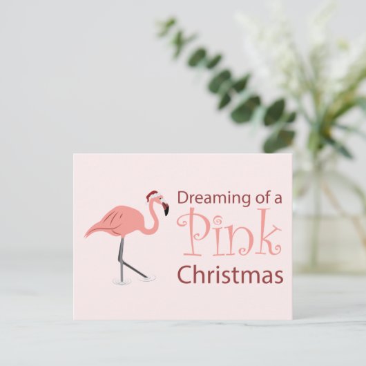 Dreaming van een roze kerst briefkaart (Staand voorkant)
