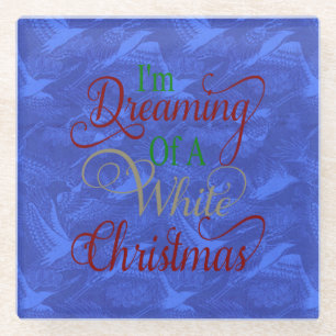 Dreaming van een White KerstBlue China Onderzetter