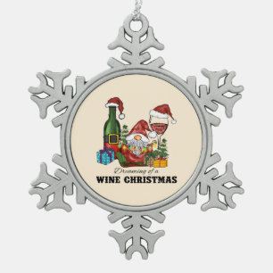 Dreaming van een Wijnkerst Tin Sneeuwvlok Ornament
