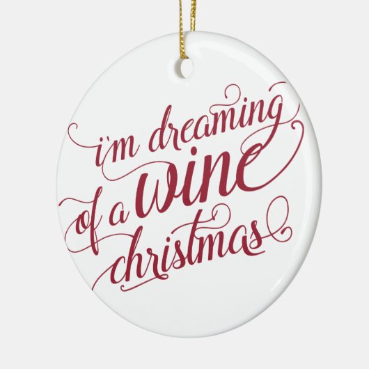 Dreaming van een Wijnkerst | Wit en rood Keramisch Ornament (Links)