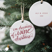 Dreaming van een Wijnkerst | Wit en rood Keramisch Ornament