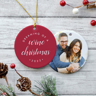 Dreaming van een Wine-kerstfoto Keramisch Ornament