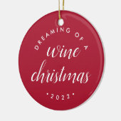 Dreaming van een Wine-kerstfoto Keramisch Ornament (Links)