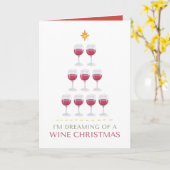 Dreaming van een Wine Xmas Holiday-kerstkaart Kaart (Gele Bloem)