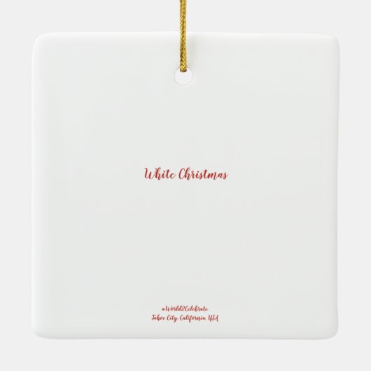 Dreaming van een witte kerst keramisch ornament (Achterkant)