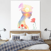Dreaming van een zonsondergang canvas afdruk (Insitu (Slaapkamer))