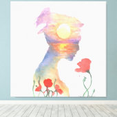 Dreaming van een zonsondergang canvas afdruk (Insitu (Houten vloer))