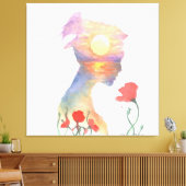 Dreaming van een zonsondergang canvas afdruk (Insitu (Woonkamer))