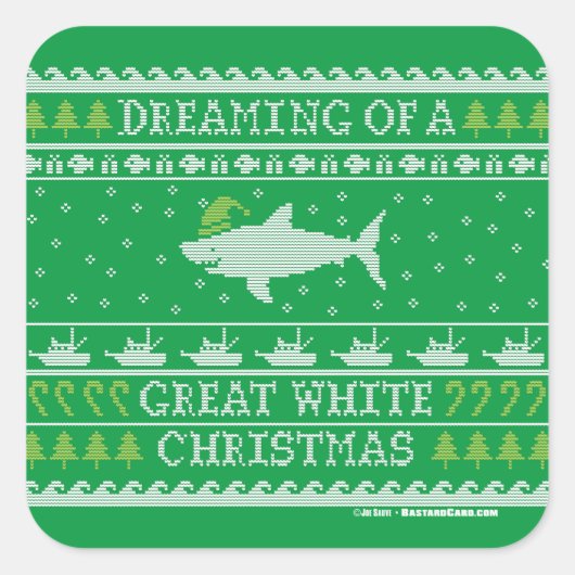 Dreaming van Great White KerstGreen Vierkante Sticker (Voorkant)