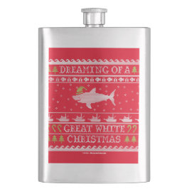 Dreaming van Great White Kerstmis Ugly Sweater Heupfles